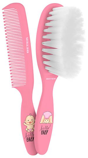 Brush & Comb Baby Pink Set 2 pcs Brush & Comb Baby Pink Set 2 pcs